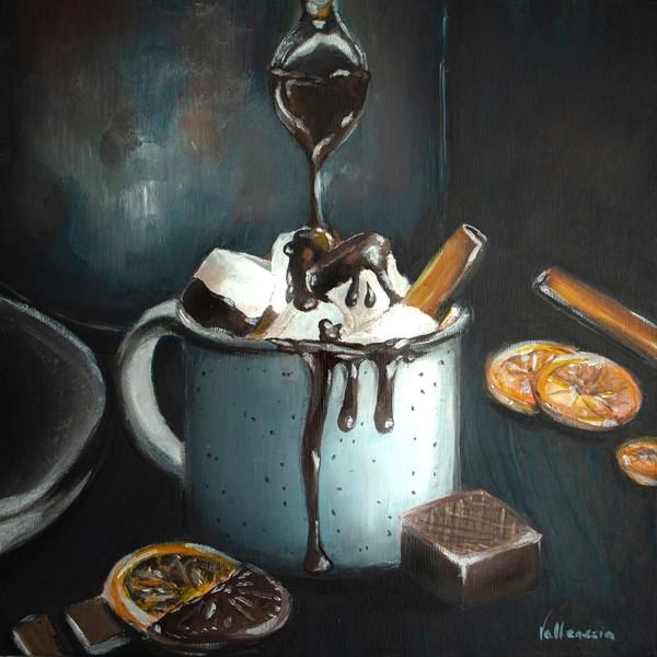 Marshmallows & Hot Chocolate original painting by Vallenssia